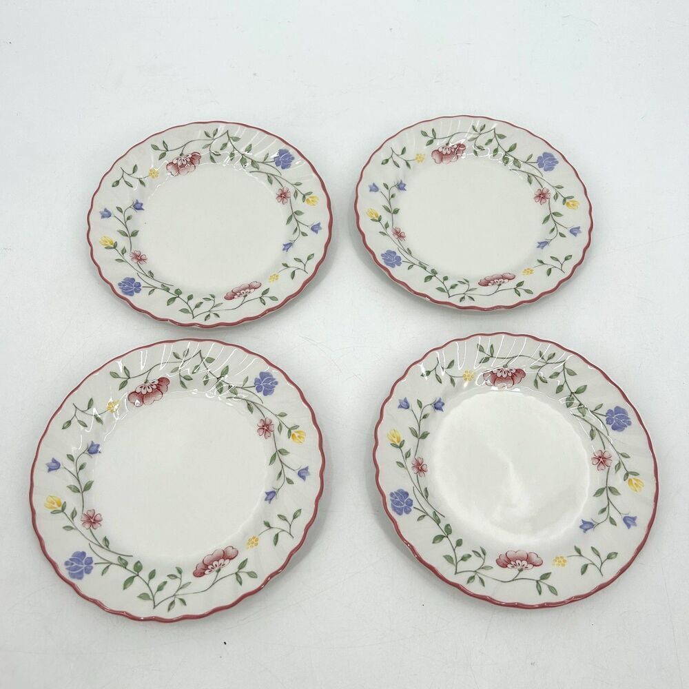 JOHNSON BROS. Set of 4 Vintage White Floral England Bread & Butter Plate 6.25"
